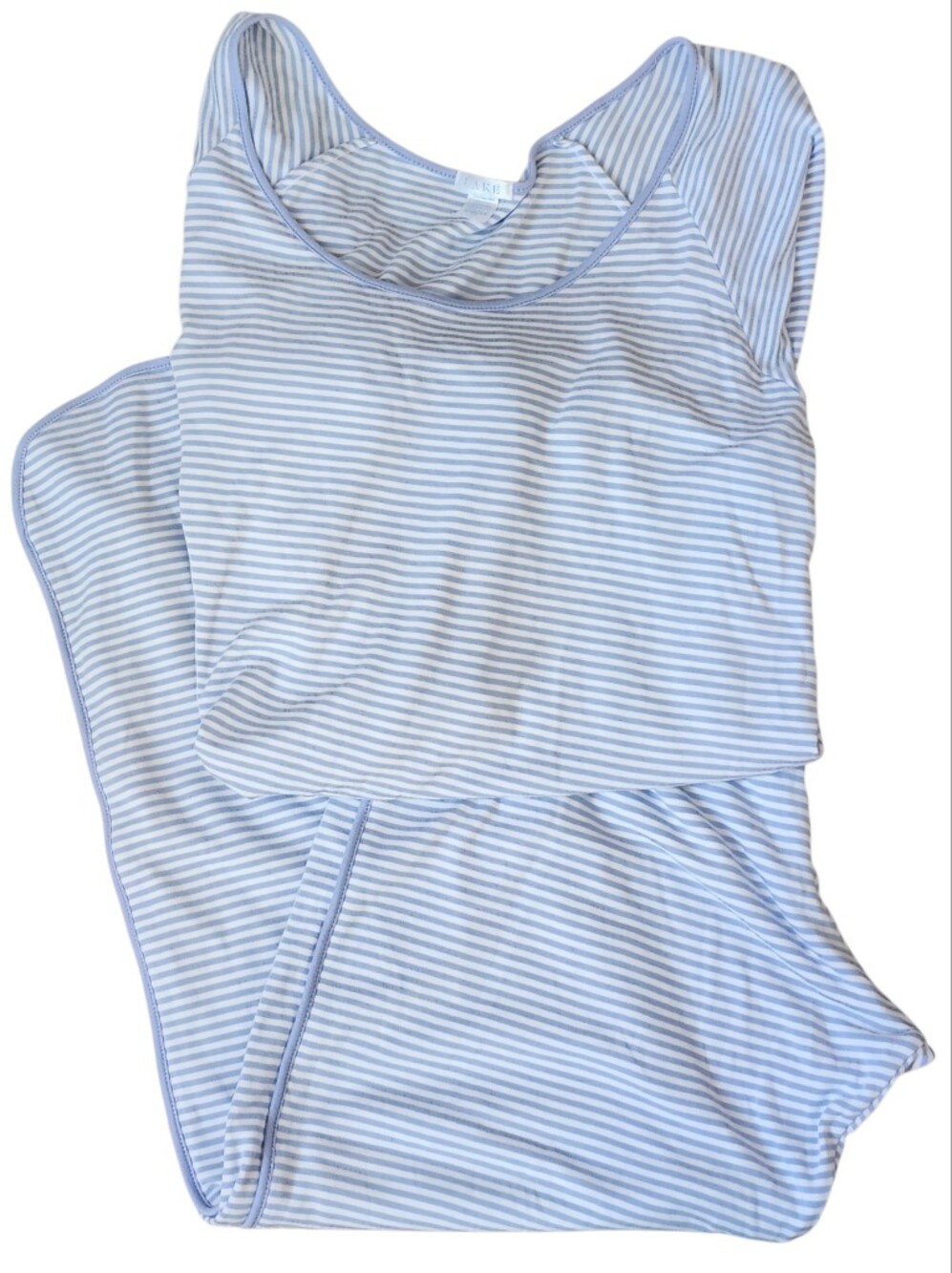 LAKE Pajamas Pima Long-Long Set Hydrangea Stripe Blue White Size Large